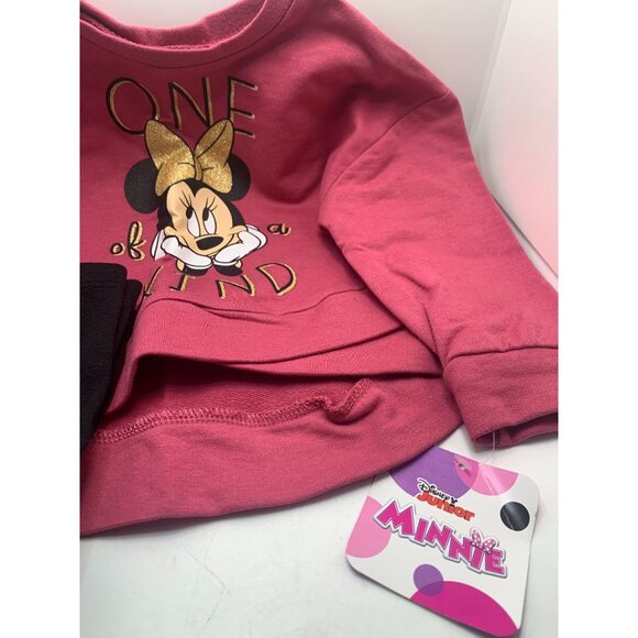 Disney Baby Minnie Mouse "One Of A Kind" Pink Sweatshirt & Black Leggings Set S - Picture 2 of 2